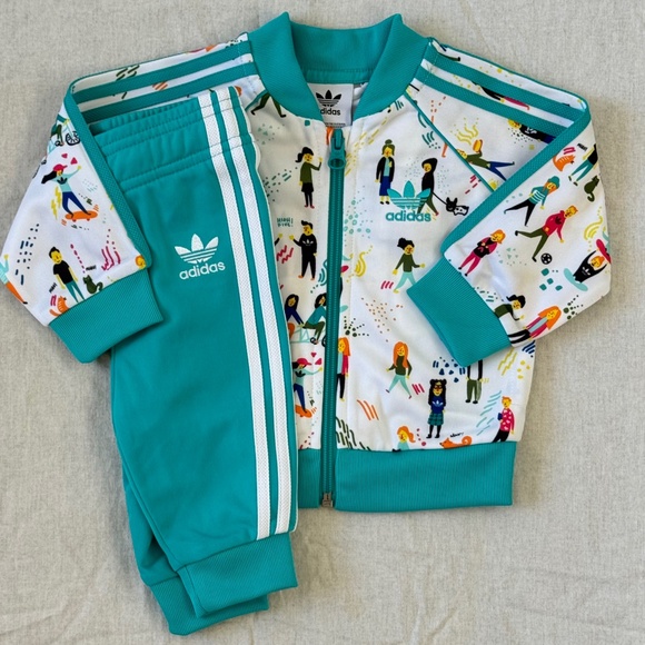 ✨ Adidas Baby Kids Superstar Tracksuit Sweat Pants Zip Jacket Set Sz. 6 Months - Picture 1 of 16